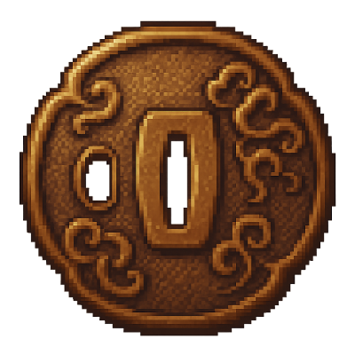 a pixel art tsuba from a katana. decorative