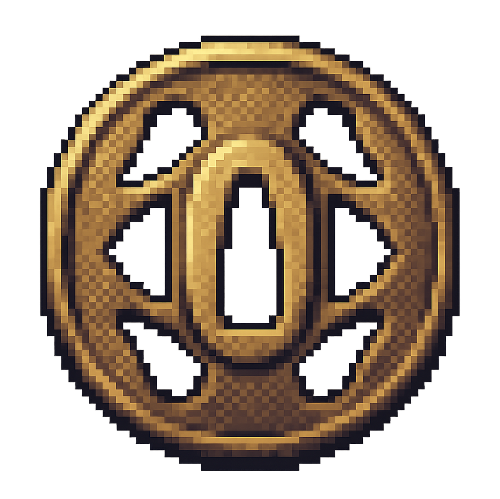 a pixel art tsuba or guard from a katana
