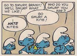 The Smurfs speaking in their comic language