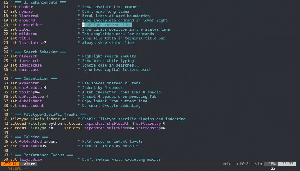 vimrc screenshot
