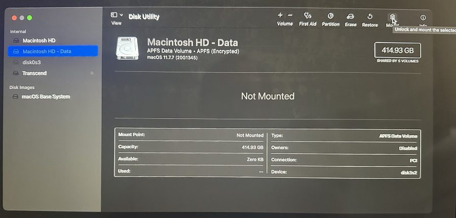 screenshot of disk utility