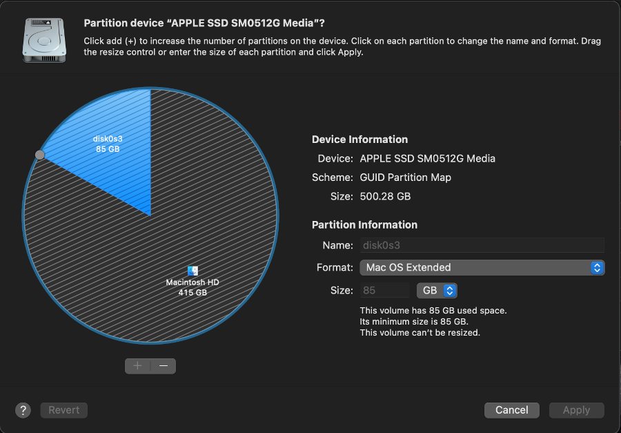 detailed screenshot of partition display in disk utility